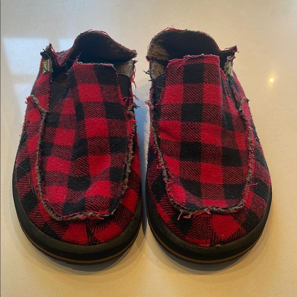 Sanuk Men’s Vagabond Chill Buffalo Check Plaid Loafers Slip-On Slippers, size 12 - Picture 3 of 10